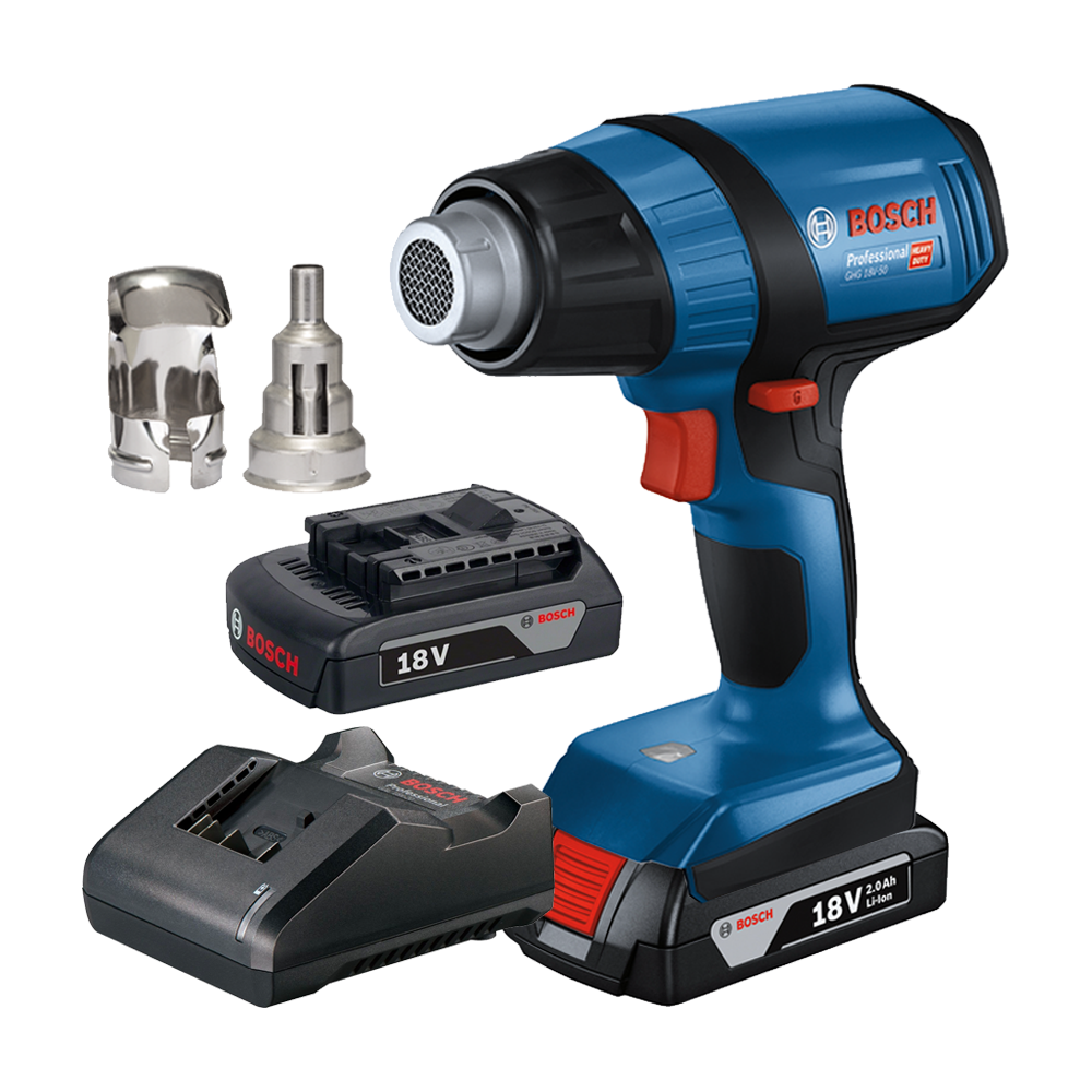 BOSCH GHG 18V-50 Suflanta cu aer cald cu 2 acumulatori Li-Ion, 18V, 2Ah + Incarcator de 2Ah
