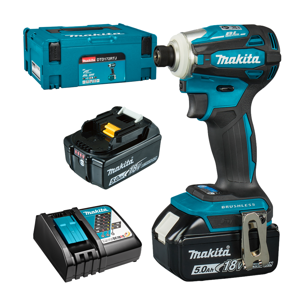 MAKITA DTD172RTJ Masina de insurubat cu impact brushless, cu 2 acumulatori Li-Ion, 18V, 5Ah, 170Nm