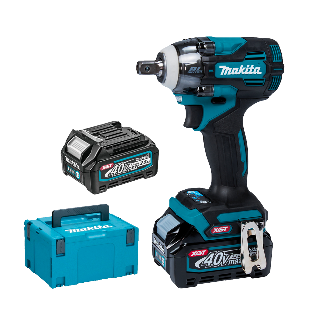 MAKITA TW005GD201 Masina de insurubat cu impact brushless, cu 2 acumulatori Li-Ion, 40V XGT, 2.5Ah, 630Nm + MAKPAC TIP 2
