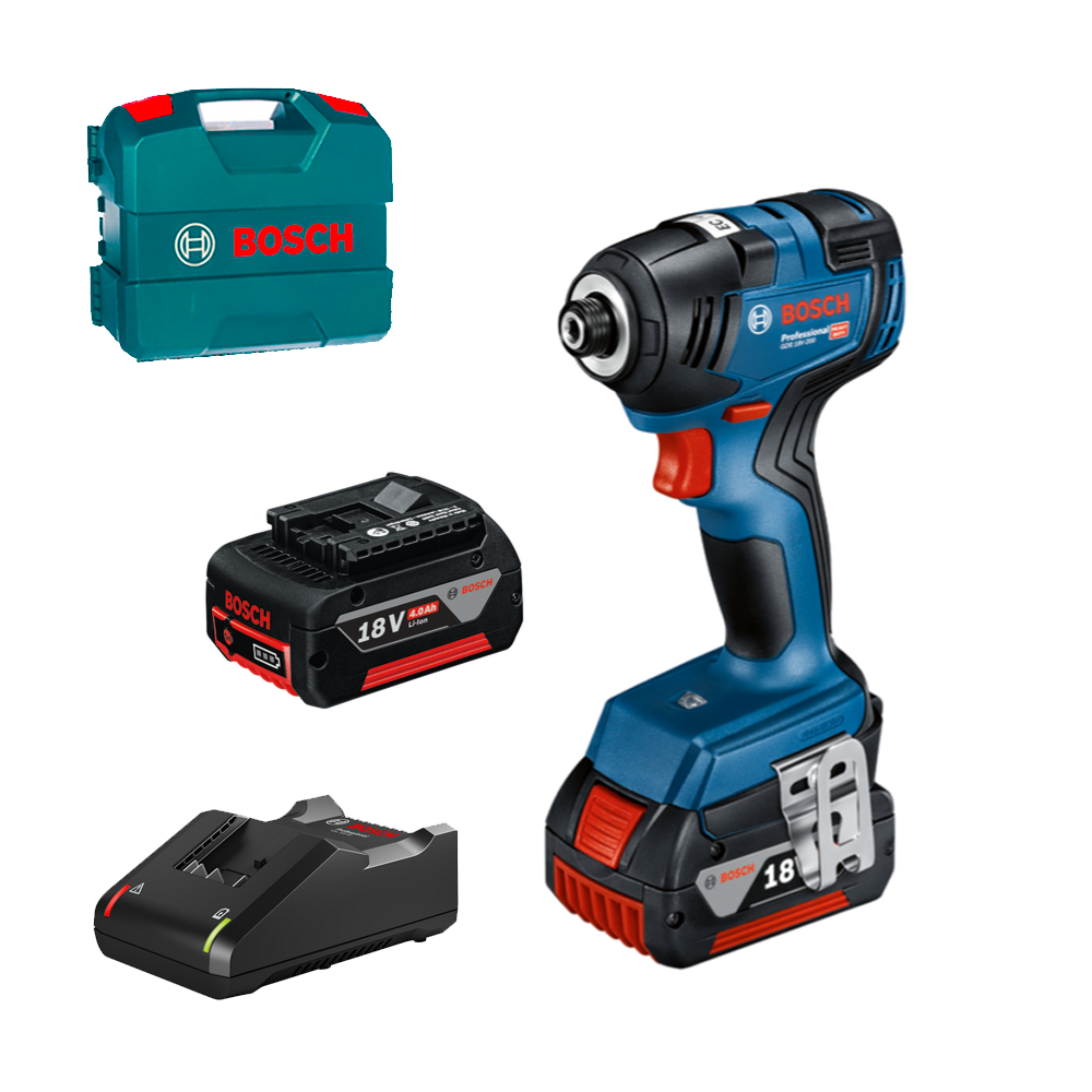 BOSCH  GDR 18V-200 Surubelnita cu impact brushless, cu 2 acumulatori CoolPack Li-Ion, 4Ah, 200Nm + Valiza L-CASE