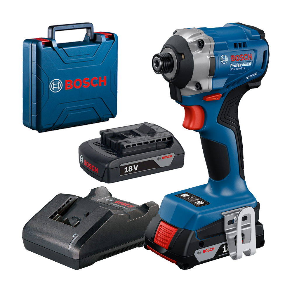 BOSCH  GDR 18V-215 Surubelnita cu impact brushless, cu 2 acumulatori Li-Ion, 2Ah, 215Nm + L-BOXX