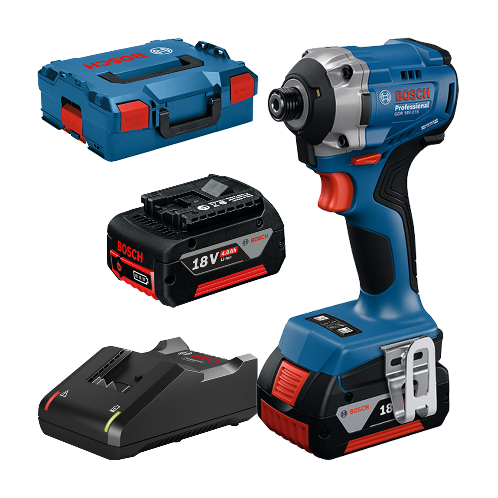 BOSCH  GDR 18V-215 Surubelnita cu impact brushless, cu 2 acumulatori Li-Ion, 4Ah, 215Nm + L-BOXX