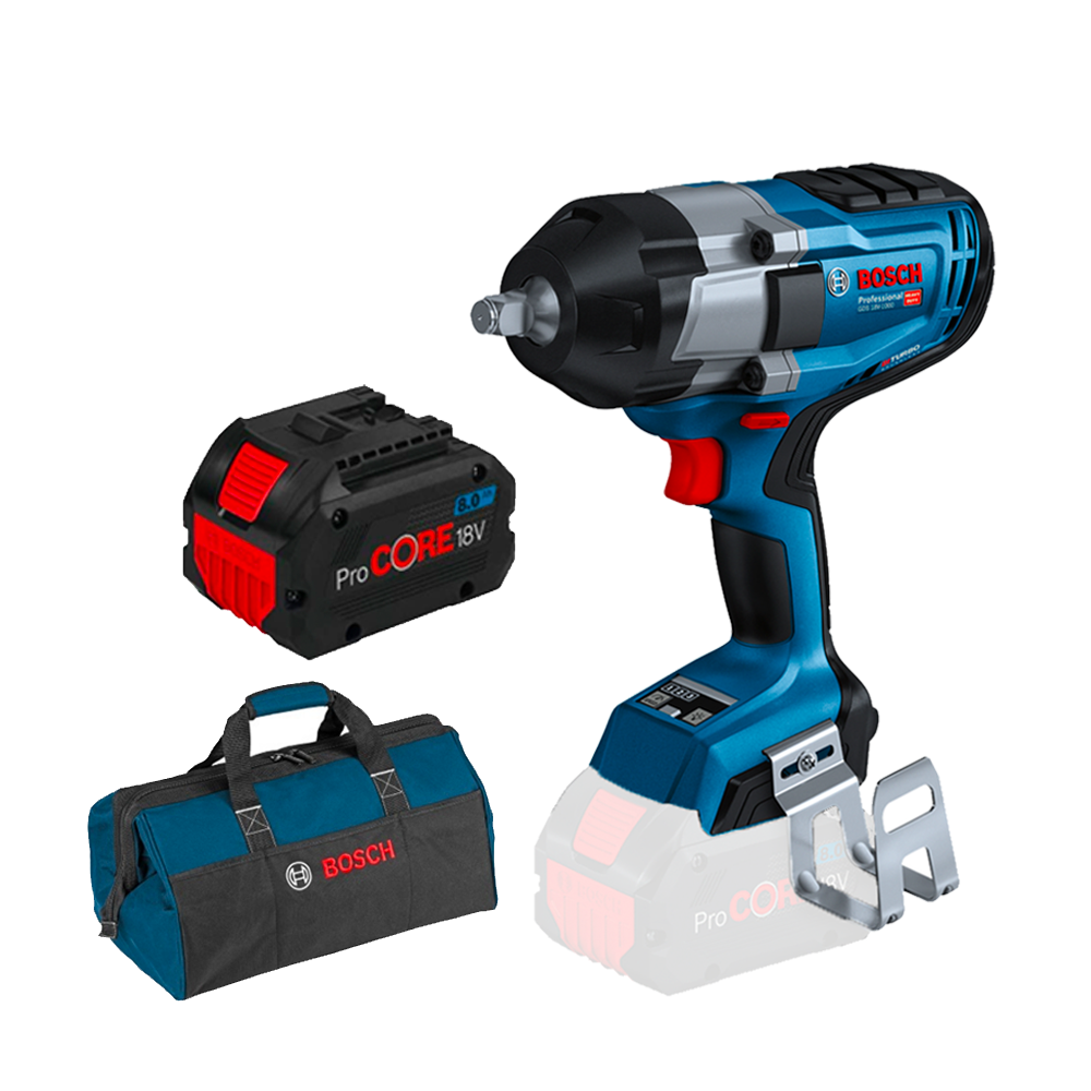 BOSCH GDS 18V-1000 (SOLO) Surubelnita cu impact brushless BITURBO, Li-Ion, 1000Nm, prindere 1/2" +  Acumulator 8Ah ProCore + Gea