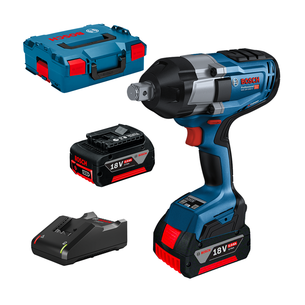 BOSCH GDS 18V-1050 H Surubelnita cu impact brushless BITURBO cu 2 acumulatori Li-Ion, 5Ah, 1050Nm, prindere 3/4" + L-BOXX