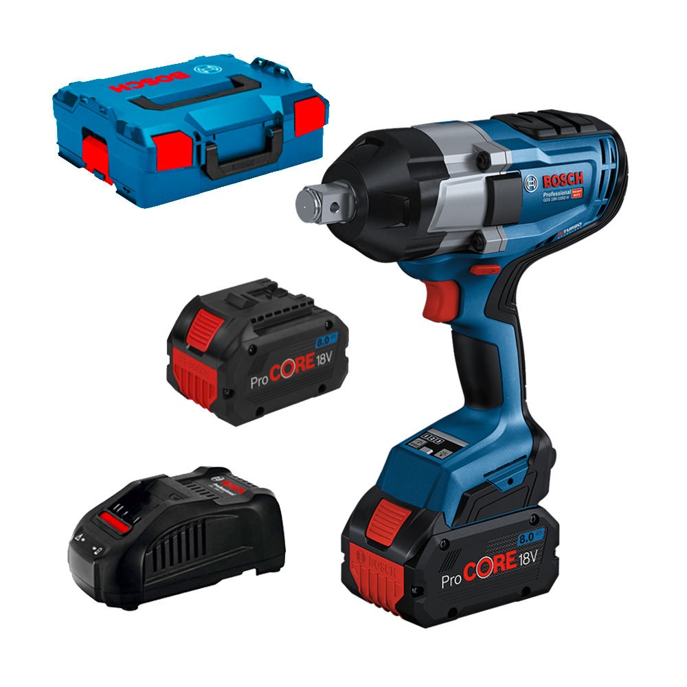 BOSCH GDS 18V-1050 H Surubelnita cu impact cu 2 acumulatori Li-Ion, 8Ah, 1050Nm, prindere 3/4" + L-BOXX