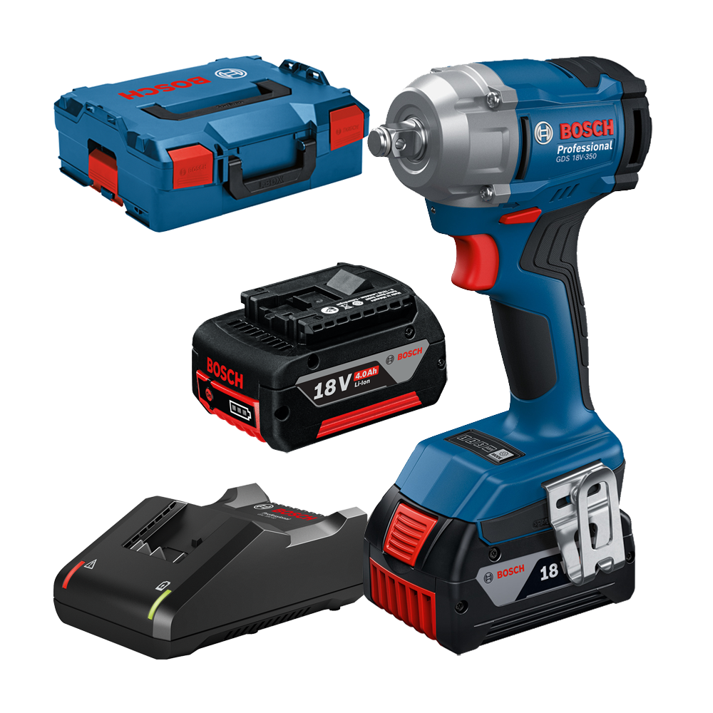 BOSCH GDS 18V-350 Surubelnita cu impact brushless cu 2 acumulatori Li-Ion, 4Ah, 350Nm, prindere 1/2" + L-BOXX