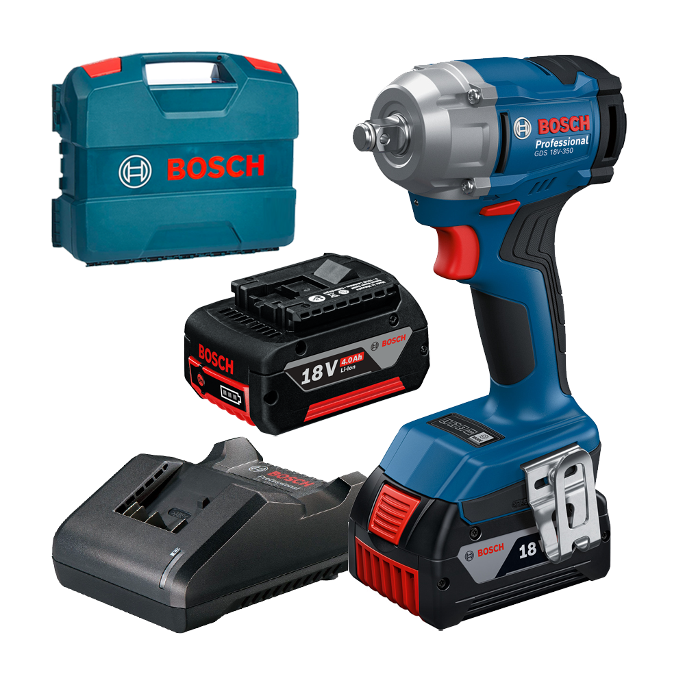 BOSCH GDS 18V-350 Surubelnita cu impact brushless cu 2 acumulatori Li-Ion, 4Ah, 350Nm, prindere 1/2" + L-CASE