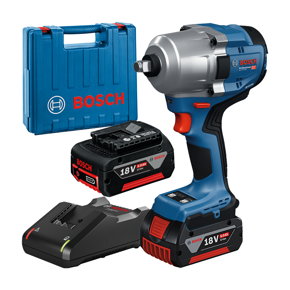 BOSCH GDS 18V-780 Surubelnita cu impact brushless cu 2 acumulatori Li-Ion, 5Ah, 780Nm, prindere 1/2" + Valiza