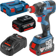 BOSCH GDX 18V-200 C Masina de insurubat cu impact brushless, cu 2 acumulatori Li-Ion, 5Ah, 200Nm + L-BOXX