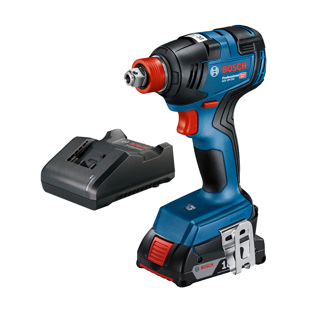 BOSCH GDX 18V-200 Masina de insurubat cu impact brushless, cu 1 acumulator Li-Ion, 2Ah, 200Nm + Incarcator 2Ah
