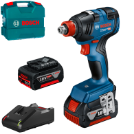 BOSCH GDX 18V-200 Masina de insurubat cu impact brushless, cu 2 acumulatori Cool Pack Li-Ion, 4Ah, 200Nm + Valiza L-CASE