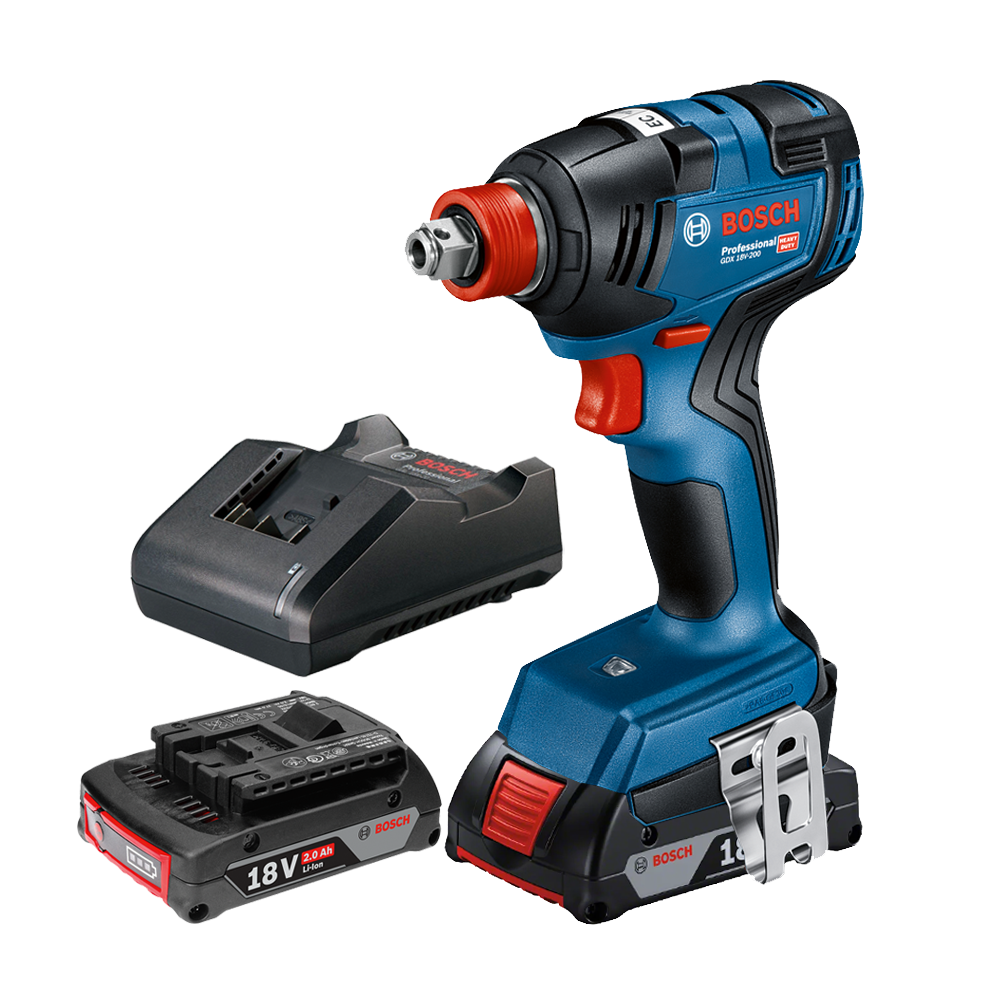 BOSCH GDX 18V-200 Masina de insurubat cu impact brushless, cu 2 acumulatori Li-Ion, 2Ah, 200Nm + Incarcator 2Ah