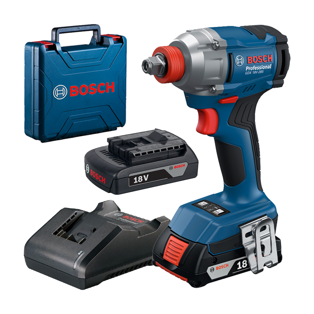 BOSCH GDX 18V-285 Masina de insurubat cu impact brushless, cu 2 acumulatori Li-Ion, 2Ah, 285Nm + Valiza