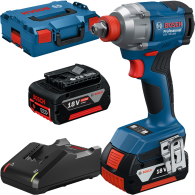 Bosch GDX 18V-285 Masina de gaurit cu percutie 18V, 500Nm + 2 acumulatori 4.0Ah + incarcator GAL 18V-40 + L-BOXX