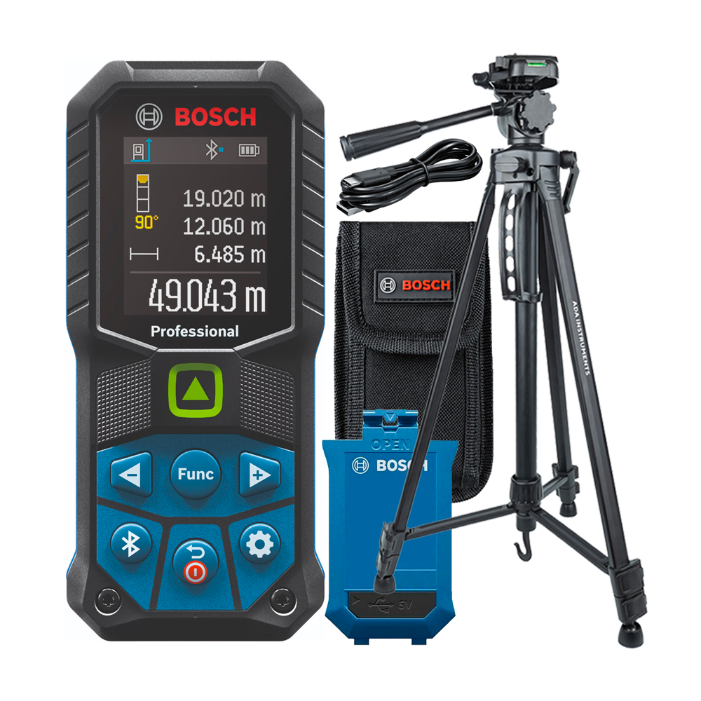 BOSCH GLM 50-27 CG Telemetru cu laser verde (50 m) + Acumulator Li-Ion, 3.7V, 1Ah + ADA DIGIT 167 Stativ pentru constructii 167