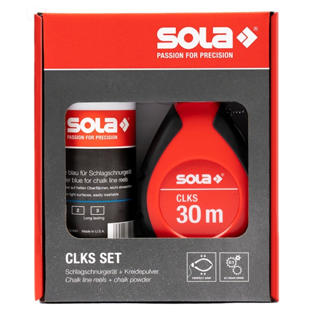 Set aparat de trasat cu sfoară si tub creta albastra CLKS, 30m + 230g - Sola-66114143