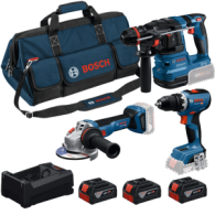 BOSCH Kit 3 scule 18V GBH 18V-22 Ciocan rotopercutor brushless, Li-Ion, 1.9J + GSB 18V-65 Masina de gaurit cu percutie brushless