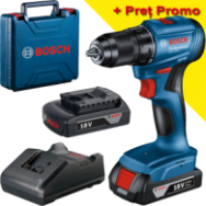 BOSCH GSR 185-LI Masina de gaurit si insurubat brushless cu 2 acumulatori Li-Ion, 2Ah (cu afisaj), 50Nm + Valiza