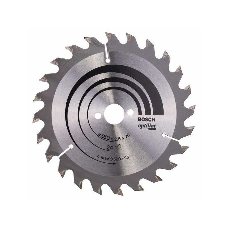 Bosch Panza ferastrau circular Optiline Wood, 160x20x2.6mm, 24T, reductie 16mm