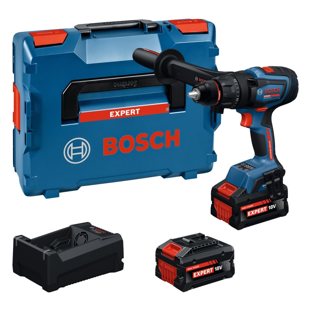 Bosch EXSB18V-150 Masina de gaurit 18V, 150Nm + 2 acumulatori EXBA18V + incărcător rapid GAL 12V + L-BOXX