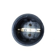 Cupla Schuko 16A/250V, IP44, negru, cauciuc