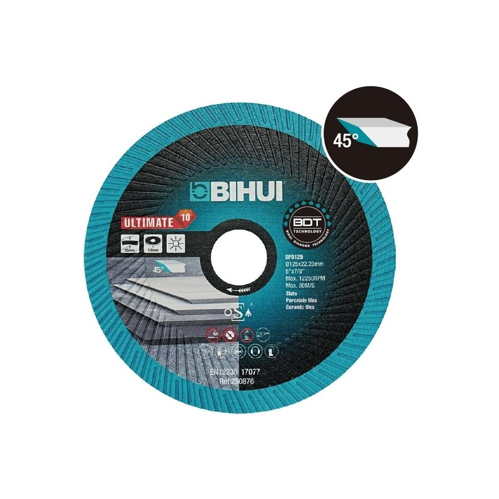 Disc Diamantat pt. taiat/slefuit Portelan, Placi ceramice, Ardezie 105x22.2 (mm) Ultimate BDT - BIHUI-DPD105