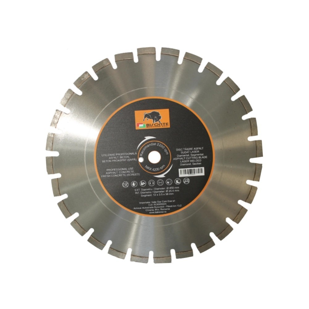 RS Disc Bisonte diamantat segmentat, pentru asfalt, beton proaspat (sapa), beton, Ø 450mm