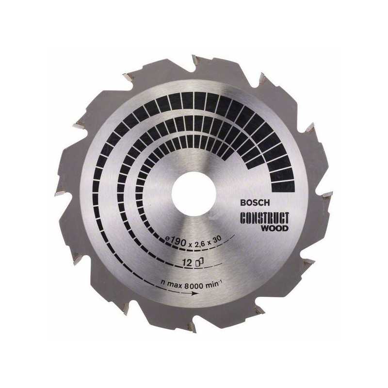Bosch Panza ferastrau circular Construct Wood, 190x30x2.6mm, 12T