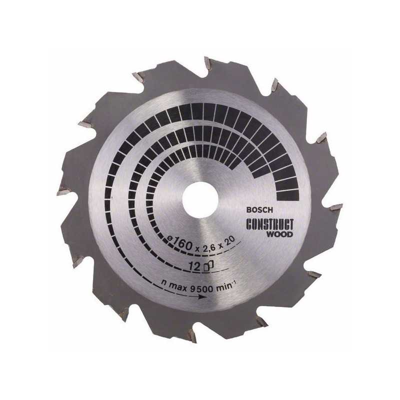 Bosch Panza ferastrau circular Construct Wood, 160x20x2.6mm, 12T