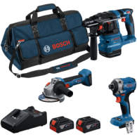 BOSCH Kit 3 scule 18V GDR+GBH+GWS+2x4.0Ah+GAL + Geanta textil