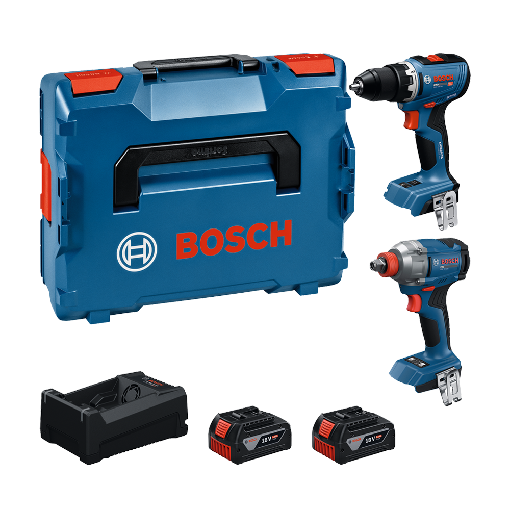 BOSCH Kit 2 scule 18V GDX18V-285 + GSR 18V-65 +2x5.0Ah + GAL12V/18V-80 + Valiza L-BOXX