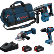 BOSCH Kit 3 scule 18V GBH 18V-26 + GSB 18V-65 + GWS 18V-11 S + 2x5.0Ah + GAL18V-40 + Geanta textil