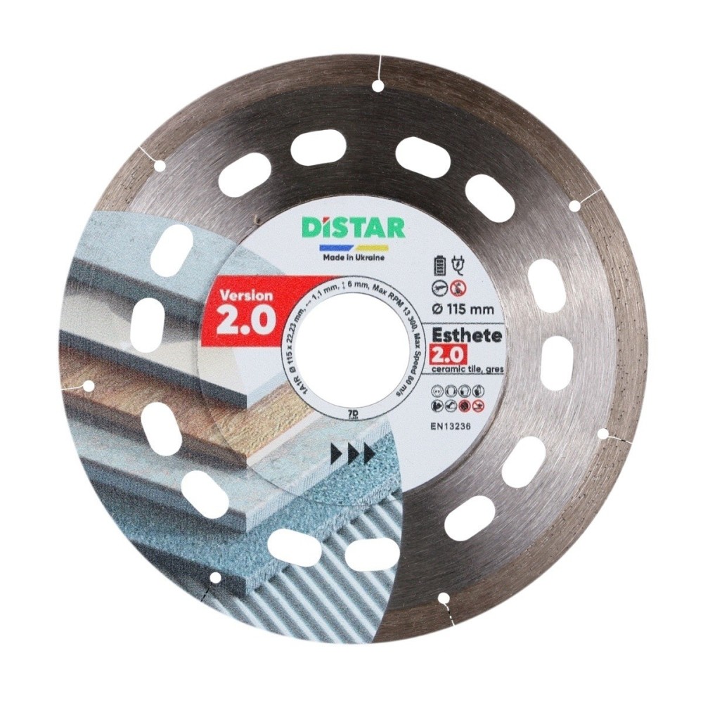 Disc diamantat DiStar Esthete 2.0 ultra-subtire pt. Gresie portelanata, placi ceramice - 125x22.23 (mm) Ultra Premium - DiStar-1