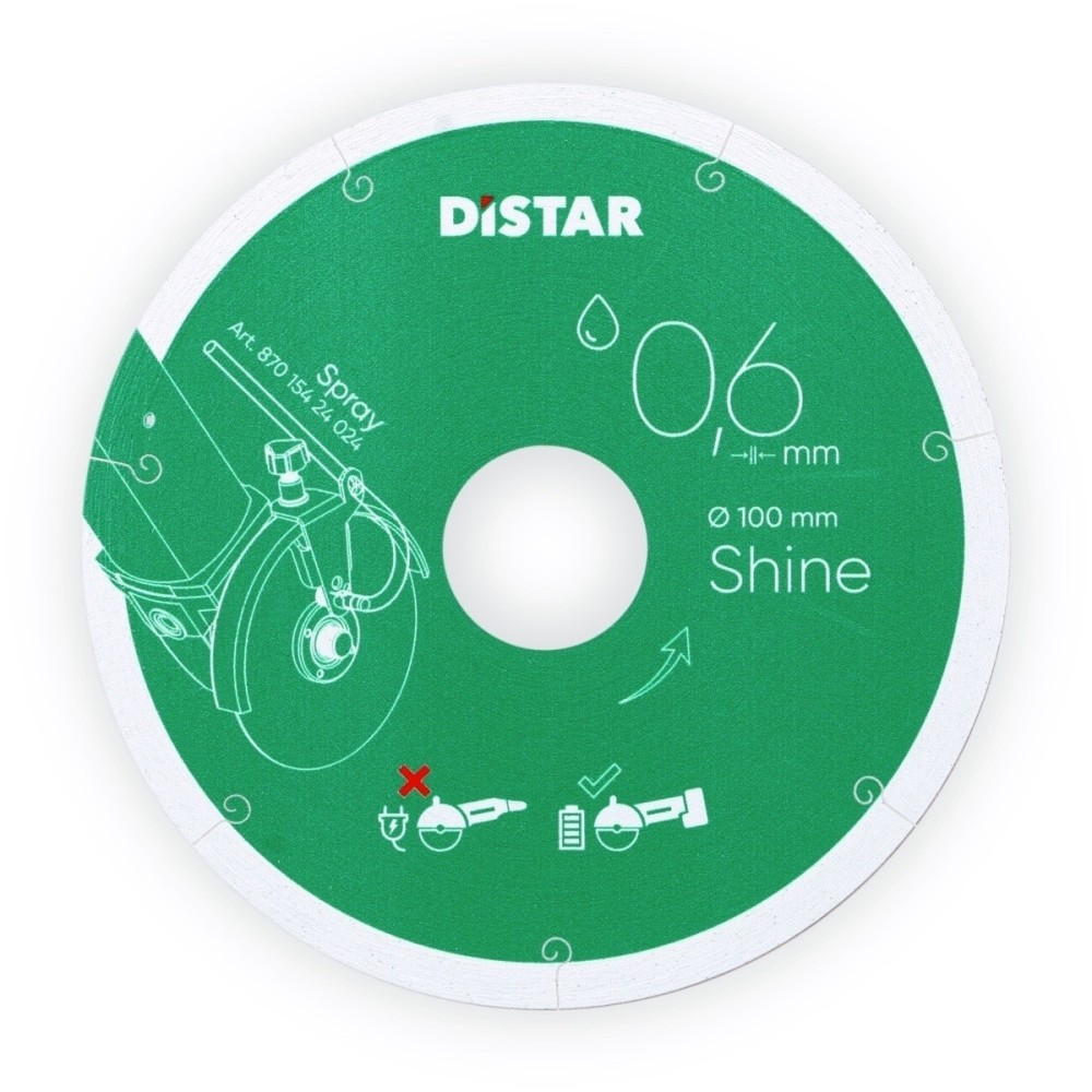 Disc diamantat DiStar Shine ultra-subtire (0.6mm) pt. Gresie portelanata, placi ceramice - 125x22.23 (mm) Super Premium - DiStar