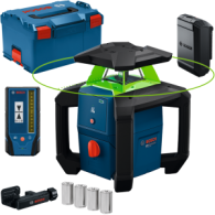 BOSCH GRL18V-3-31G (SOLO) Nivela laser rotativa cu laser VERDE (300 m) + LR3-2 Receptor + Valiza L-BOXX, fara acumulator si inca