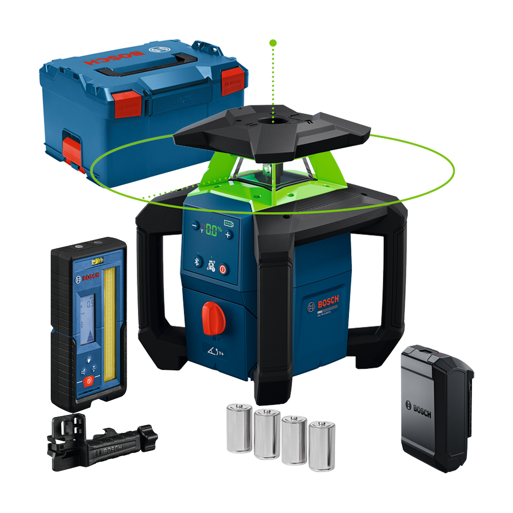 BOSCH GRL18V-4-34CVG (SOLO) Nivela laser rotativa cu laser VERDE (400 m) + LR 45 Receptor + Valiza L-BOXX, fara acumulator si in