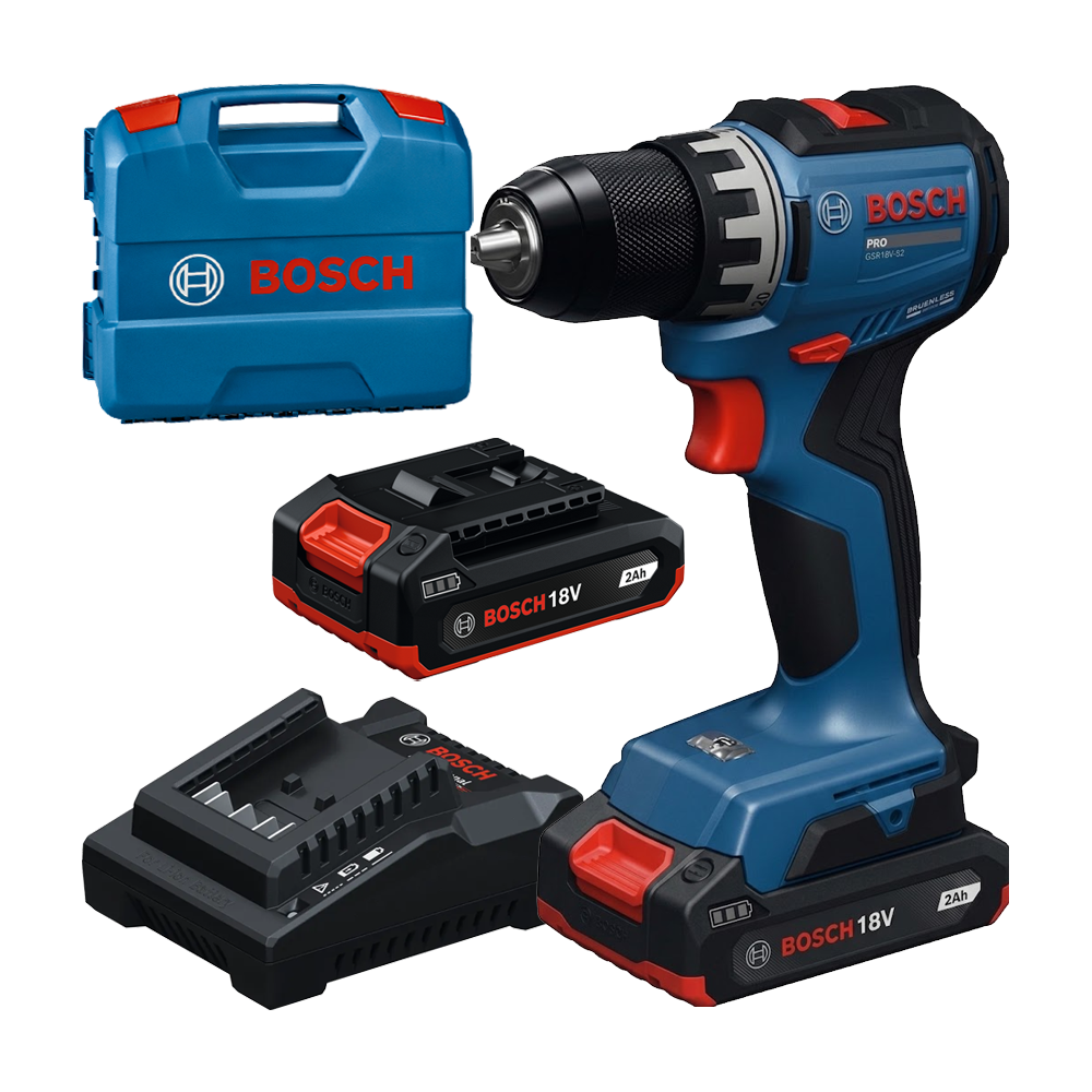 BOSCH GSR18V-52 Masina de gaurit si insurubat brushless cu 2 acumulatori Li-Ion, 2Ah, 70Nm + Incarcator 2Ah + Valiza L-CASE