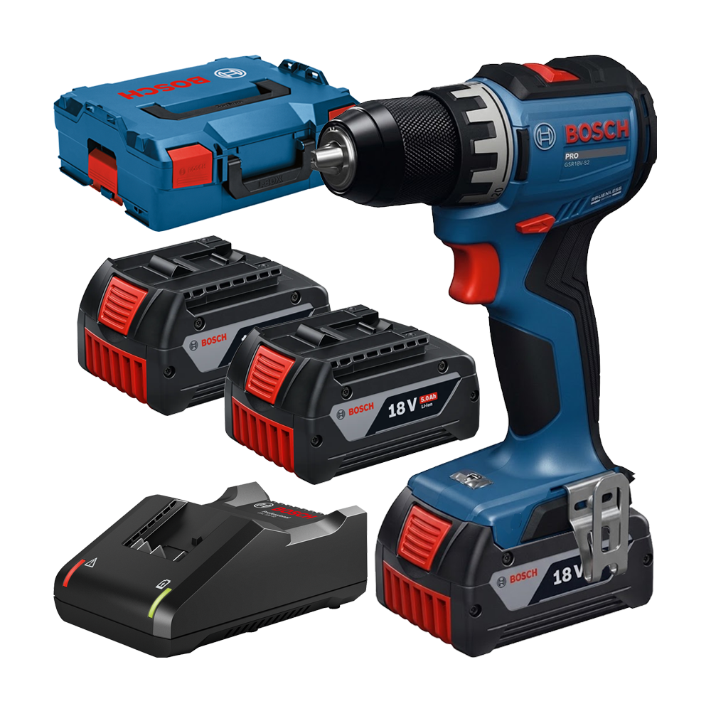 BOSCH GSR18V-52 Masina de gaurit si insurubat brushless cu 3 acumulatori Li-Ion, 5Ah, 70Nm + Incarcator 4Ah + Valiza L-BOXX
