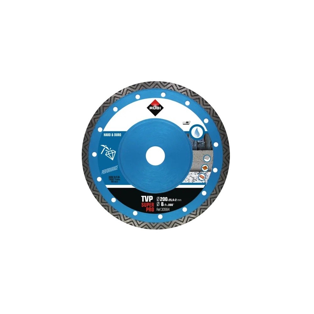 Disc diamantat pt. materiale foarte dure 200mm, TVP 200 SuperPro - RUBI-30984