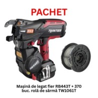 LS Pachet masina de legat fier-beton 20-44mm RB443T + Role de sarma Max 1mm (370 buc)