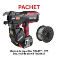 LS Pachet masina de legat fier-beton 20-44mm RB443T + Role de sarma Max 1mm (370 buc)