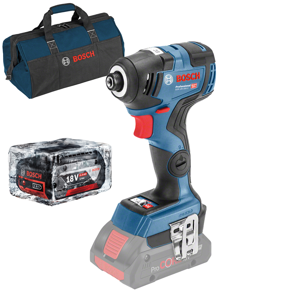 BOSCH GDR 18V-200 C (SOLO) Surubelnita cu impact Li-Ion, 200 Nm, brushless (fara incarcator in set) + 1x acumulator Li-Ion, 18V,