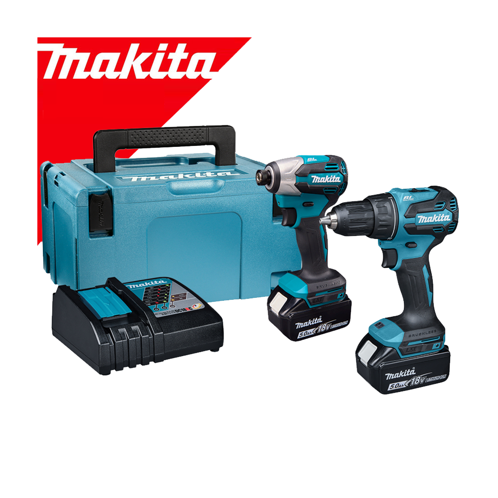 MAKITA DLX2577TJ KIT 2 SCULE 18 V (DDF490 + DTD158 cu 2 acumulatori Li-Ion, de 5 Ah) + Makpac
