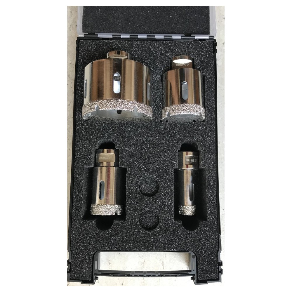 Set 4 carote diamantate pt. gresie portelanata & piatra - diam. 20, 35, 50, 75mm Premium - DXDH.80407.Satz4.20-75