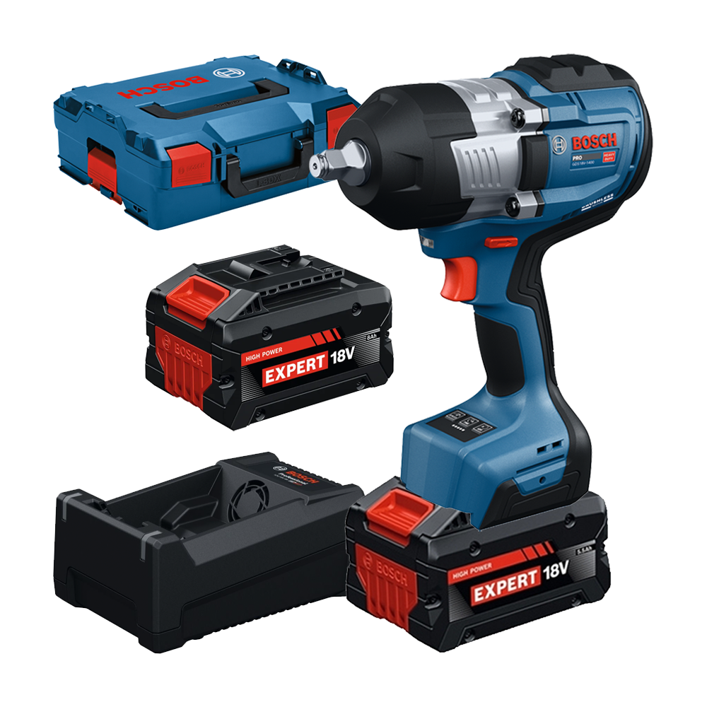 BOSCH GDS18V-1400 Surubelnita cu impact cu 2 acumulatori Li-Ion, EXBA 8Ah, 1400Nm, prindere 1/2" + Valiza L-BOXX