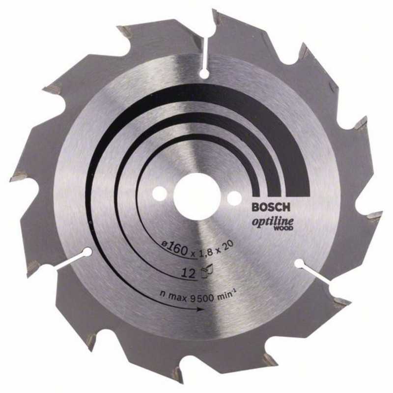 Bosch Panza ferastrau circular Optiline Wood, 160x20x1.8mm, 12T, reductie 16mm