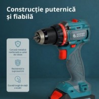 Set masina de gaurit cu acumulator litiu 20V, 2Ah si valiza 74 accesorii - Konner & Sohnen - KS-ID20V-60 KIT 74