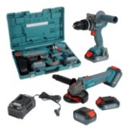 Set masina de gaurit si polizor cu acumulator litiu 20V, 2Ah/4Ah si valiza - Konner & Sohnen - KS IDAGB 20V SET1