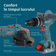 Set masina de gaurit si polizor cu acumulator litiu 20V, 2Ah/4Ah si valiza - Konner & Sohnen - KS IDAGB 20V SET1