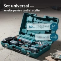 Set masina de gaurit si polizor cu acumulator litiu 20V, 2Ah/4Ah si valiza - Konner & Sohnen - KS IDAGB 20V SET1